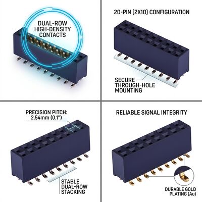 SMT Surface Mount 1.27MM Pitch Female Header Connector Dual Row Gold Flash PA6T PCB Assembly