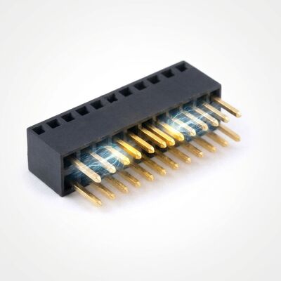 2.54 मिमी पिच ट्रिपल रो फीमेल हेडर कनेक्टर 3x40P थ्रू होल गोल्ड फ्लैश PA6T